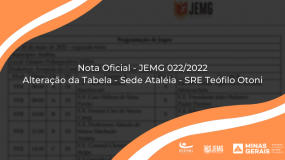 Publicada a Nota oficial 022/2022. Sede Ataléia – SRE Teófilo Otoni.