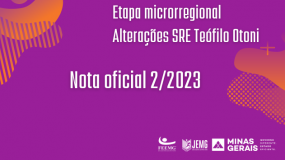 Publicada a Nota Oficial 2/2023.  Etapa microrregional – Alterações SRE Teófilo Otoni.