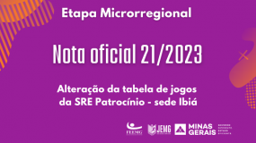 Publicada a Nota Oficial 21/2023 – Alteração da tabela de jogos da SRE Patrocínio – sede Ibiá.