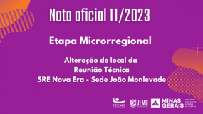 Publicada a Nota Oficial 11/2023 – Alteração do local de realização da reunião técnica – SRE Nova Era, sede João Monlevade.