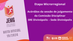 Publicada a Nota Oficial 19/2024. Publicação dos Acórdãos da sessão de julgamento da Comissão Disciplinar da SRE Divinópolis – Sede Divinópolis.