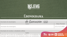 Programe-se! Cronograma de Execução do JEMG/2025 já está disponível.