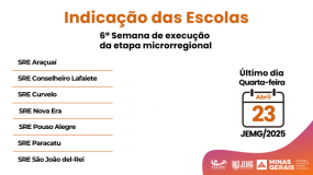 Atente-se ao prazo! Quarta-feira, 23 de abril, é o último dia para indicação das escolas nas modalidades coletivas e xadrez da sexta semana de execução da microrregional JEMG/2025.