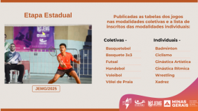 Publicadas as tabelas de jogos da etapa estadual das modalidades coletivas e a lista de inscritos das modalidades individuais.