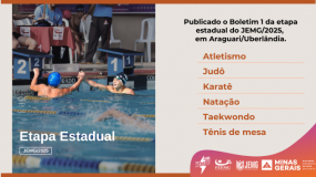 Boletim 1 da etapa estadual em Araguari/Uberlândia já está disponível. Confira!