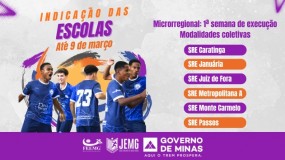 Primeira semana de execução. Dia 9 de março, segunda-feira, é o último dia para indicação das escolas nas modalidades coletivas.