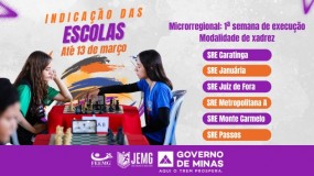 Primeira semana de execução. Dia 13 de março, sexta-feira, é o último dia para indicação das escolas, a inscrição e o gerenciamento dos estudantes-atletas na modalidade de xadrez.